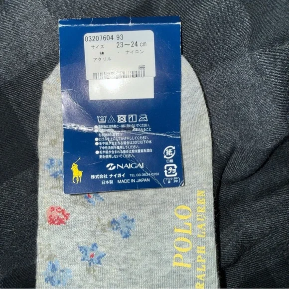 POLO Ralph Lauren Light Gray Floral Socks Vintage - Picture 3 of 9